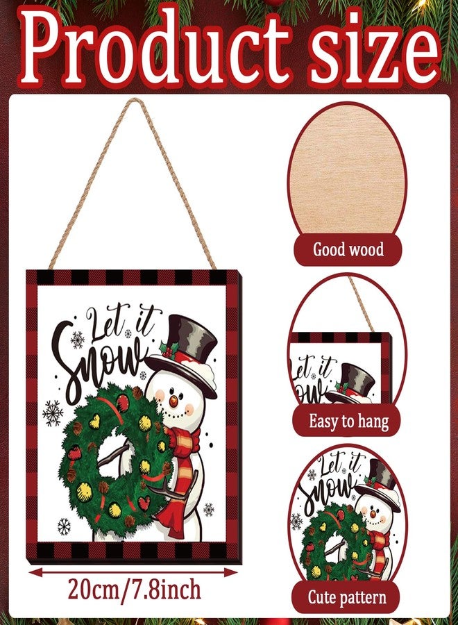 مجموعة هوينا المكونة من 6 قطع من اللافتات الخشبية المعلقة لعيد الميلاد، ديكور حائط بنقشة مربعات الجاموس، زينة خشبية على شكل شاحنة، زينة شجرة عيد الميلاد للمنزل والشرفة والباب في موسم الأعياد - Image 3